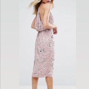 ASOS Embellished Drape Back Midi Pencil Dress